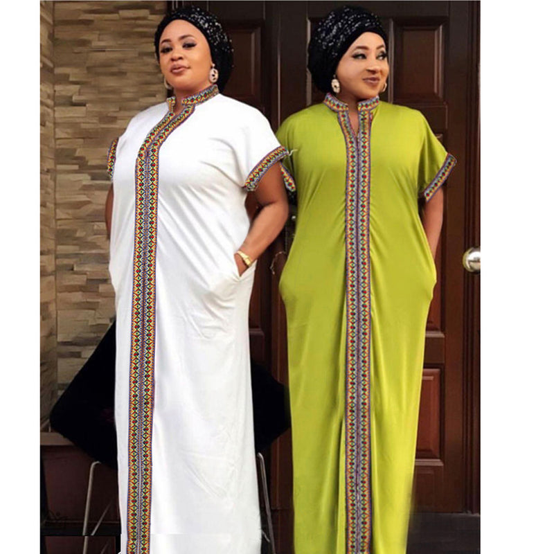 African Dashiki Dress plus Size Women's Long Straight Skirt Loose Dress