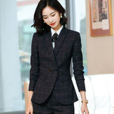 Interview Suit Women Plaid Suit Female Fashion