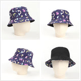 Bucket Hat Fishing Cap Cotton Print Fisherman Hat Men and Women Sky Color Sun-Proof Basin Hat