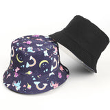 Bucket Hat Fishing Cap Cotton Print Fisherman Hat Men and Women Sky Color Sun-Proof Basin Hat