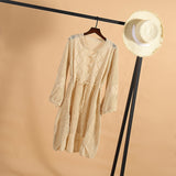 Coachella Music Festival Outfits Hollow out Knitted Dress Flare Sleeve Beach Jacket Sexy