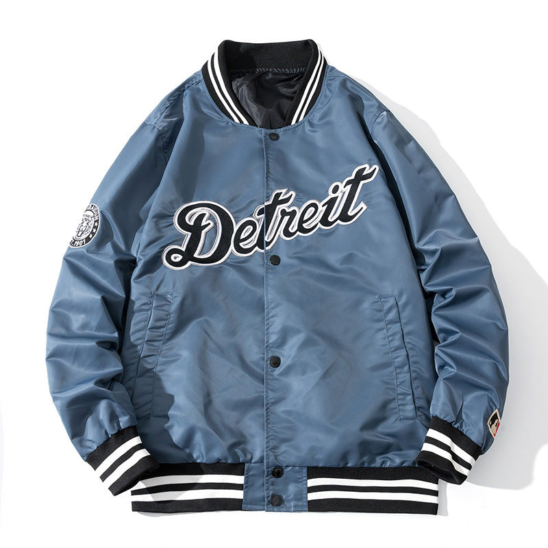 Varsity Jacket Baseball Uniform Men Spring, Autumn And Winter Loose Embroidery Cotton-Padded Coat