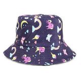 Bucket Hat Fishing Cap Cotton Print Fisherman Hat Men and Women Sky Color Sun-Proof Basin Hat