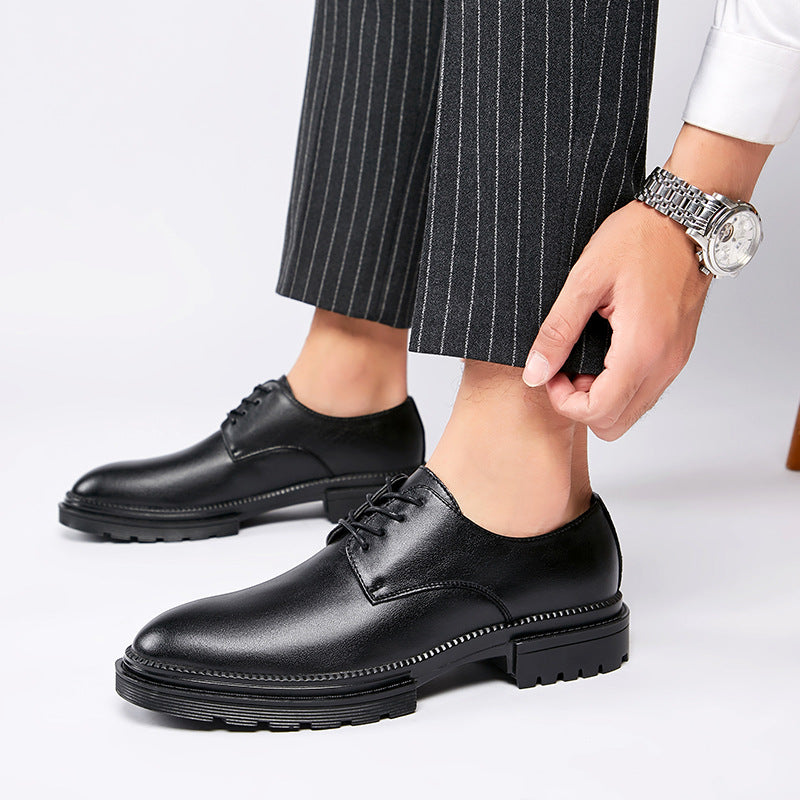 Men's Dress Shoes Classic Leather Oxfords Casual Cushioned Loafer Casual Business Leather Shoes Men's Thick Bottom Fashionable Men's Shoes