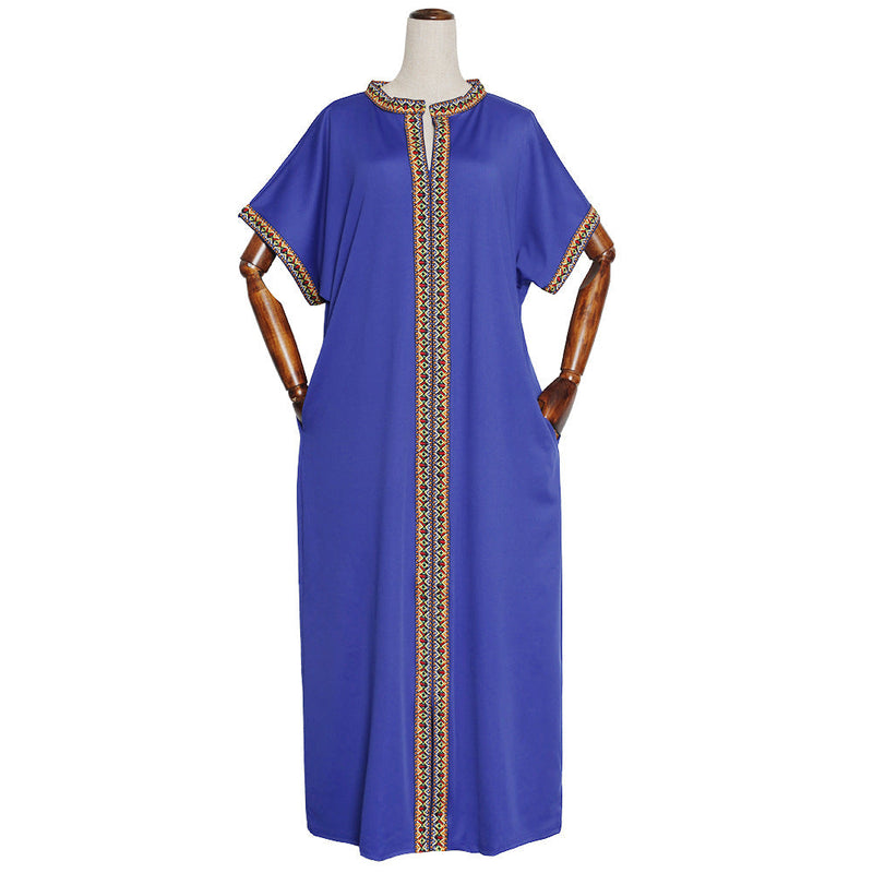Woven Color Strip Straight Skirt Loose Dress African Dashiki Ankara Styles Dress