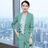 Interview Suit Women Green Suit Women Autumn Long Sleeve