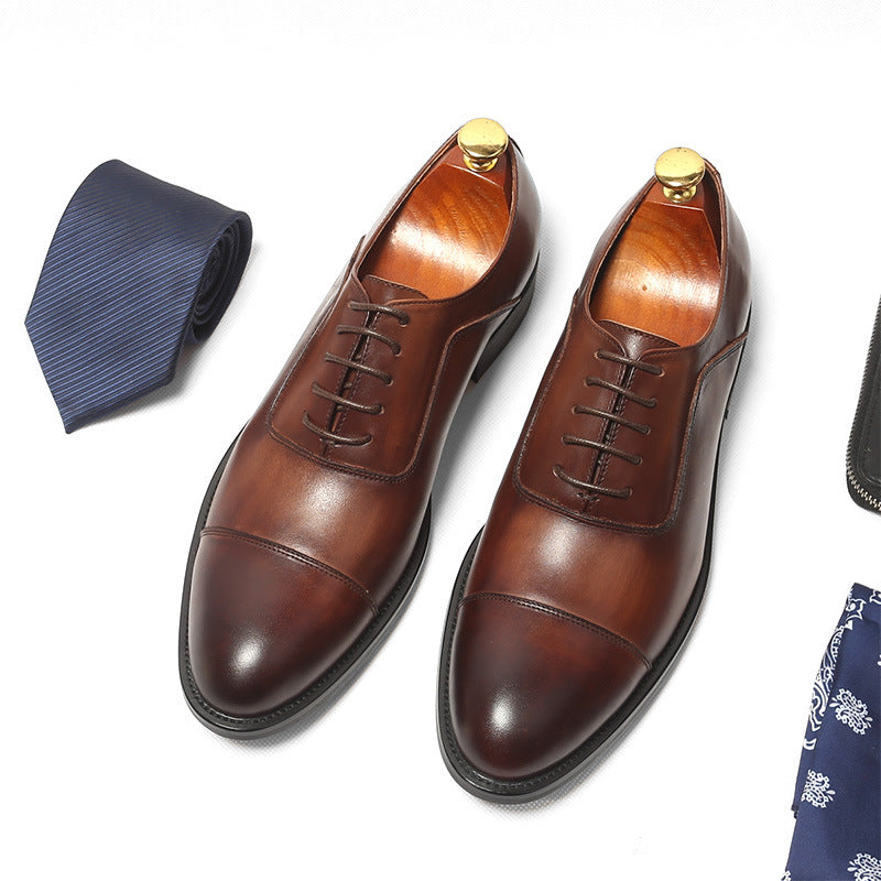 Men's Dress Shoes Classic Leather Oxfords Casual Cushioned Loafer Men's Leather Shoes Retro Casual Shoes