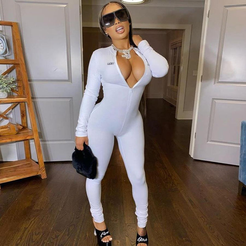 Women's Spring Clothing Embroidered Slim Fit Hip Lifting Sport Jumpsuit