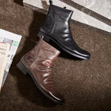 Justin Yellowstone Boots Badge Embroidered Zipper Plus Size Knight Boots Men'S Leather Boots