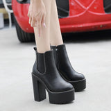 Platform Heels for Women Spring and Autumn Women's Shoes Chunky Heel Ankle Boots High Heel