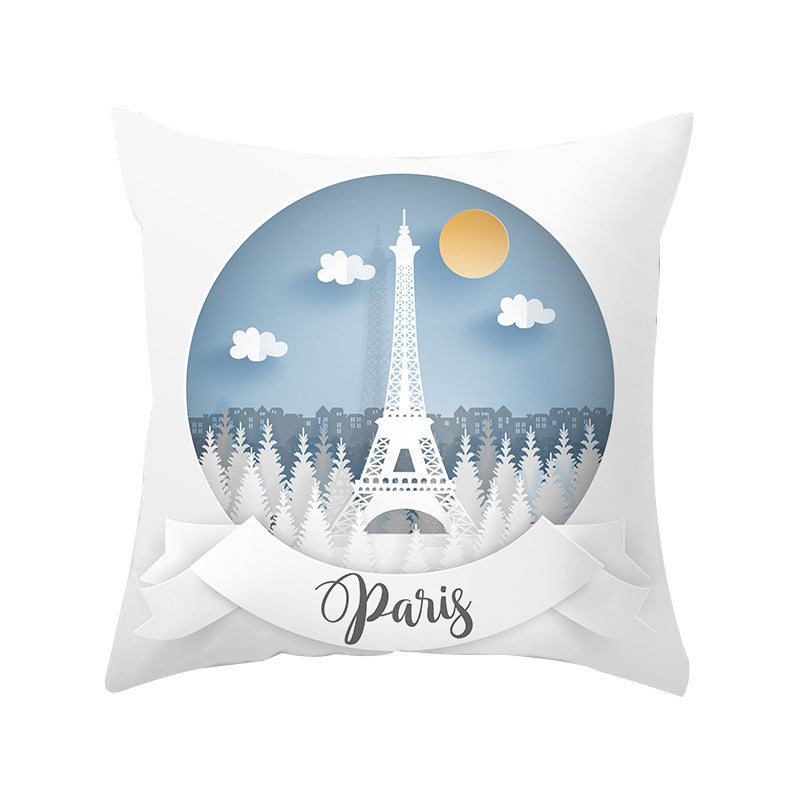 Valentine's Day Pillow Covers 4 Piece Random Styles Together, Romantic Paris Tower Hot Air Balloon Pillow Cover Home Sofa Cushion