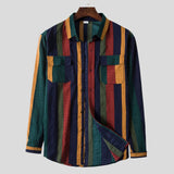 Camp Collar Shirt Striped Casual Long Sleeve Shirt