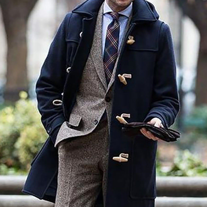 Mens Winter Coats Man Fall Outfits Men's Fashion Wear Mid-Length Lapel Men's Overcoat Coat