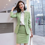 Interview Suit Women Green Plaid Suit Female Fall Winter Coat