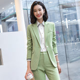 Interview Suit Women Green Plaid Suit Female Fall Winter Coat