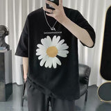Men T-Shirts Harajuku Style Loose Half Sleeve Little Daisy