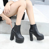 Platform Heels for Women Spring and Autumn Women's Shoes Chunky Heel Ankle Boots High Heel