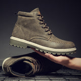 Men's Boots Work Boot Men Casual Hiking Boots Men's Shoes Autumn and Winter High Top Martin Boots Wear-Resistant Vintage Work Boots Shoes Men