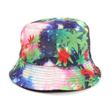 Bucket Hat Fishing Cap Cotton Print Fisherman Hat Men and Women Street Graffiti Hemp Leaf Print Sun Hat