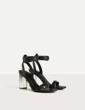 Nude Block Heels Women's Shoes Black Transparent Thick High Heel Buckle Sandals