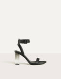 Nude Block Heels Women's Shoes Black Transparent Thick High Heel Buckle Sandals