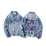 Off White Arrow Denim Jacket Jean Coat Off Ow White Graffiti Rendering Arrow Distressed Locomotive Men And Women Denim Jacket Coat Owt