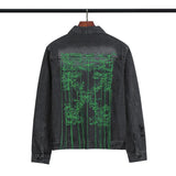 Off White Arrow Denim Jacket Jean Coat Letter Arrow Washed Distressed Men'S Denim Jacket Coat Owt