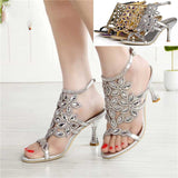 Gold Heels Fashion Women's High Heel Diamond Sandals Women's Shoes