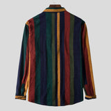 Camp Collar Shirt Striped Casual Long Sleeve Shirt