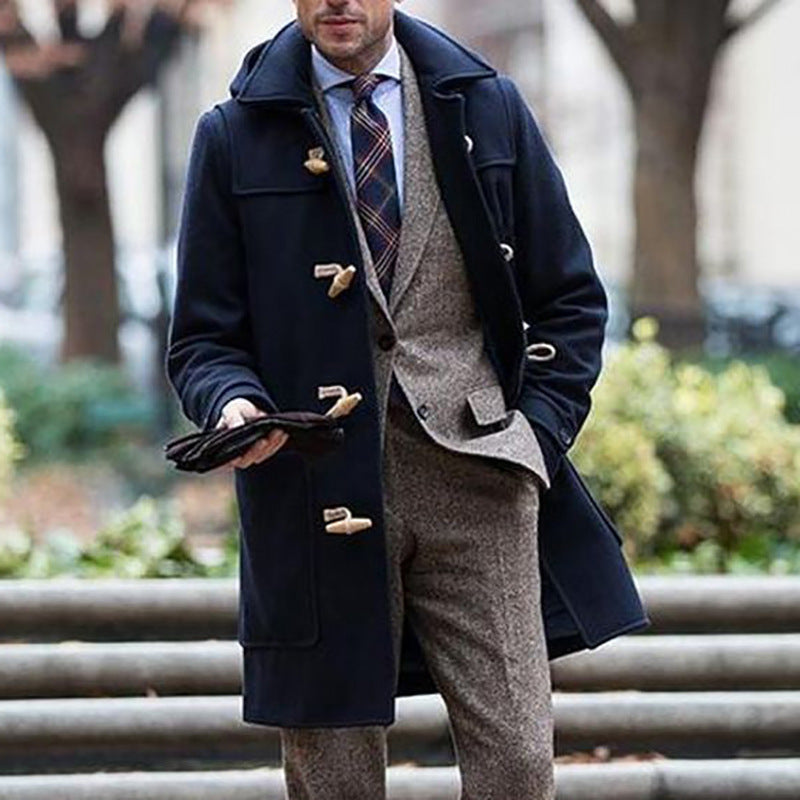 Mens Winter Coats Man Fall Outfits Men's Fashion Wear Mid-Length Lapel Men's Overcoat Coat