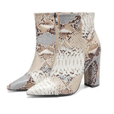Python Boots 2021women Boots Snakeskin Ankle Boots Women's Printed Boots