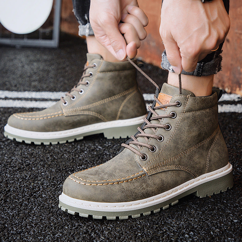 Men's Boots Work Boot Men Casual Hiking Boots Worker Boot Autumn Men's Shoes Fashion Solid Color Trendy Joker Martin Boots Casual