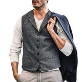Men Dress Vests Spring and Autumn Lapel Fashion Single-Breasted Trendy Vest Man