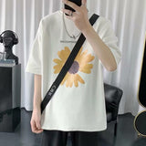 Men T-Shirts Harajuku Style Loose Half Sleeve Little Daisy