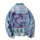 Off White Arrow Denim Jacket Jean Coat Off Ow White Graffiti Rendering Arrow Distressed Locomotive Men And Women Denim Jacket Coat Owt