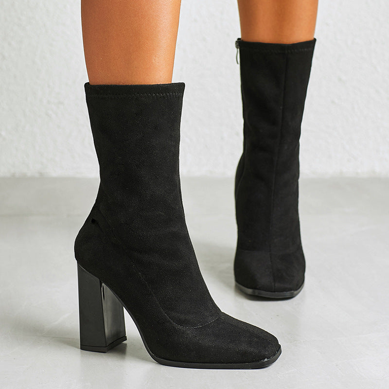 Python Boots Autumn and Winter Thick Heel Boots Women's Shoes Dr. Martens Boots Single Boots