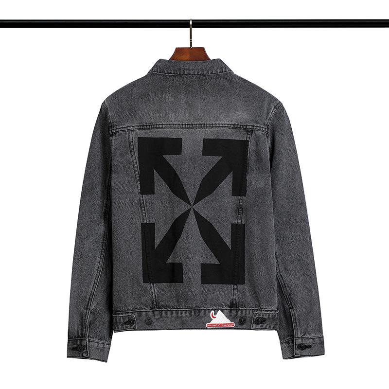 Off White Arrow Denim Jacket Jean Coat Off Ow White Letter Arrow Washed Distressed Men And Women Denim Jacket Coat Owt
