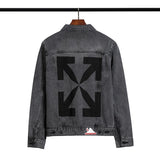 Off White Arrow Denim Jacket Jean Coat Off Ow White Letter Arrow Washed Distressed Men And Women Denim Jacket Coat Owt