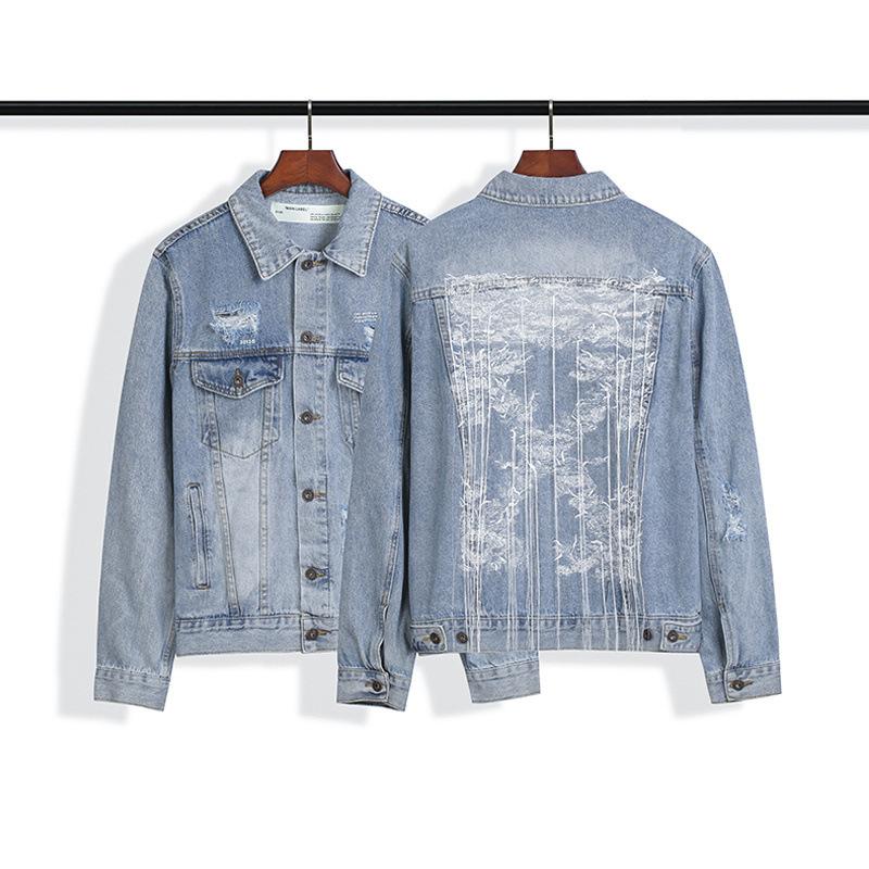Off White Arrow Denim Jacket Jean Coat Off Embroidery Letter Arrow Washed Men And Women Couple Denim Jacket Coat Owt