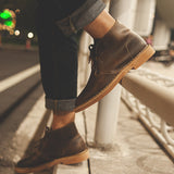 Desert Boots Spring and Autumn Leather British Style Desert Boots Boots Men's Mid-Top Lace-up Cow Leather Martin Worker Boot Men