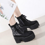 Platform Heels for Women Winter Women's Short Boots Waterproof Platform round Head Thick Bottom