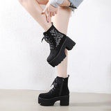 Platform Heels for Women Winter Women's Short Boots Waterproof Platform round Head Thick Bottom