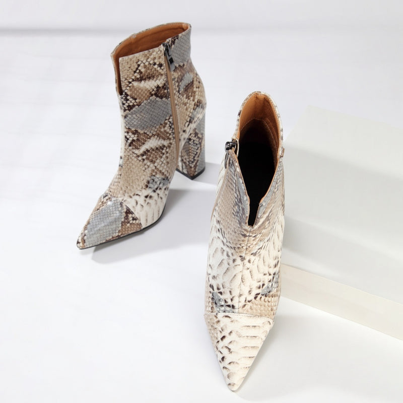 Python Boots 2021women Boots Snakeskin Ankle Boots Women's Printed Boots