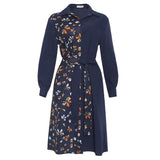 African Women's Wear Stand Collar Stitching Tied Long Sleeves Shirt Dress African Dashiki Ankara Styles Dress