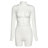 Women 'S Spring Clothing Sexy Cutout High Waist Lace-Up Hip Raise Skinny Sports Jumpsuit