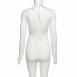 Women 'S Spring Clothing Sexy Cutout High Waist Lace-Up Hip Raise Skinny Sports Jumpsuit