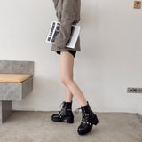 Platform Heels for Women Autumn and Winter Thick Bottom Chunky Heel Waterproof Platform High Heel Martin Boots Pearl Buckle Short Women's Boots