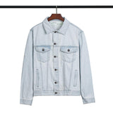 Off White Arrow Denim Jacket Jean Coat Letter Arrow Washed Distressed Locomotive Denim Jacket Coat Owt