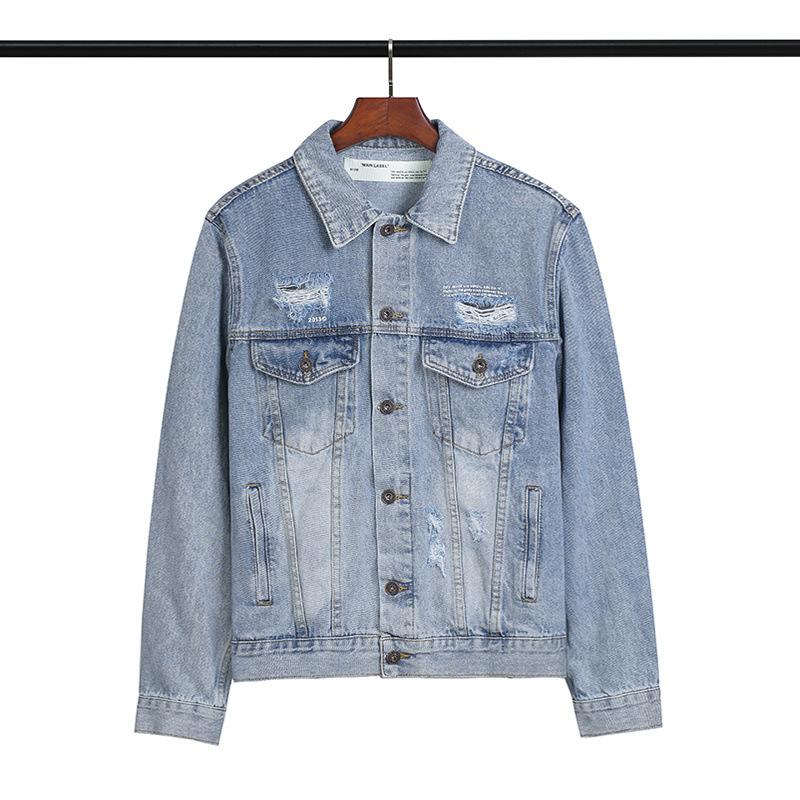 Off White Arrow Denim Jacket Jean Coat Off Embroidery Letter Arrow Washed Men And Women Couple Denim Jacket Coat Owt