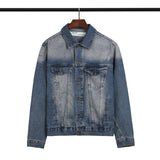 Off White Arrow Denim Jacket Jean Coat Letter Arrow Washed Distressed Jacket Ow Men'S And Women'S Denim Jacket Owt